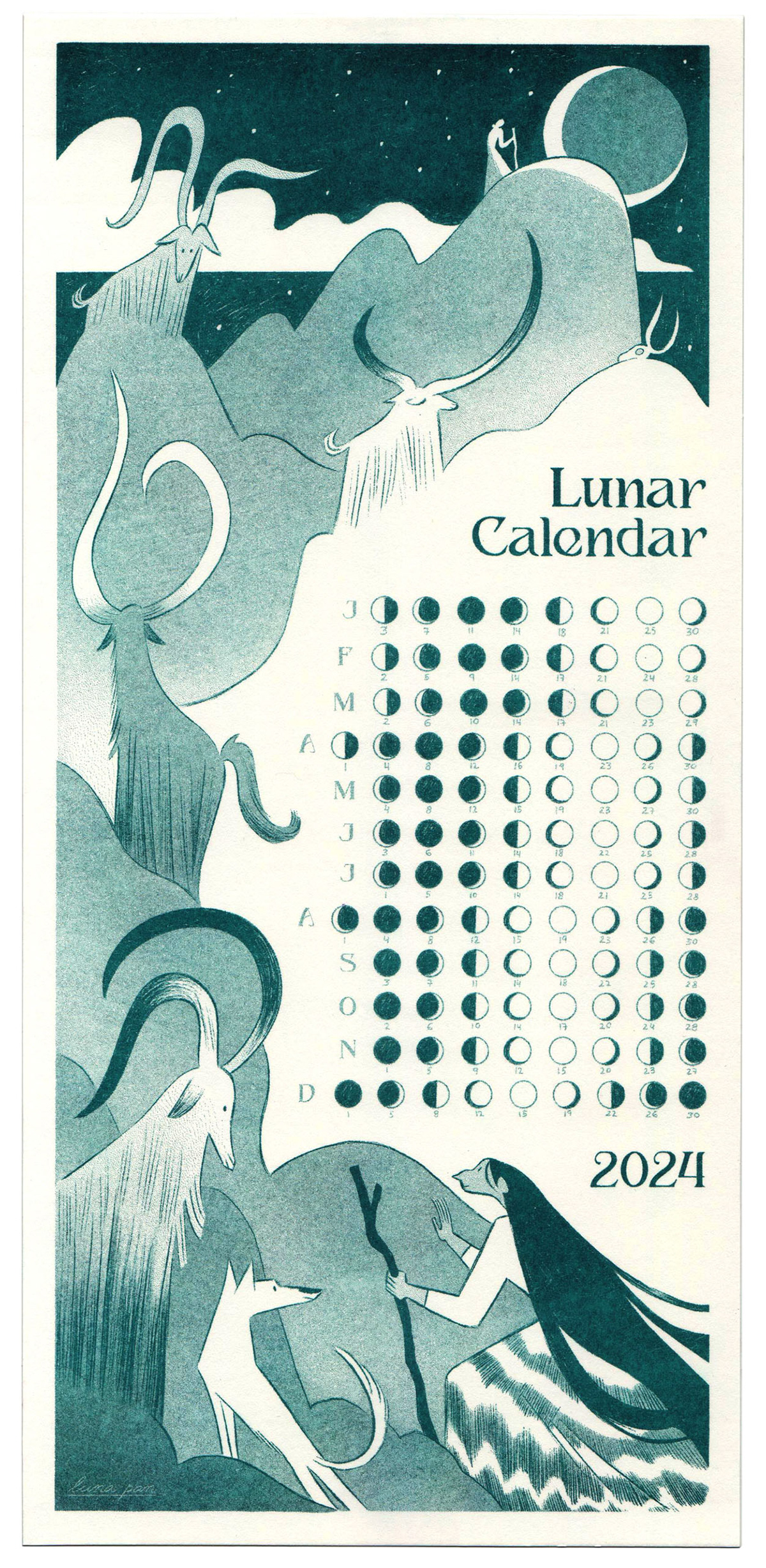 ILLUSTRATION  composition lineart risograph goats Nature Travel lunar calendar