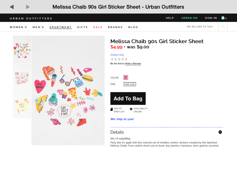 Urban Outfitters stickers Stationery ILLUSTRATION  icons Food  90s