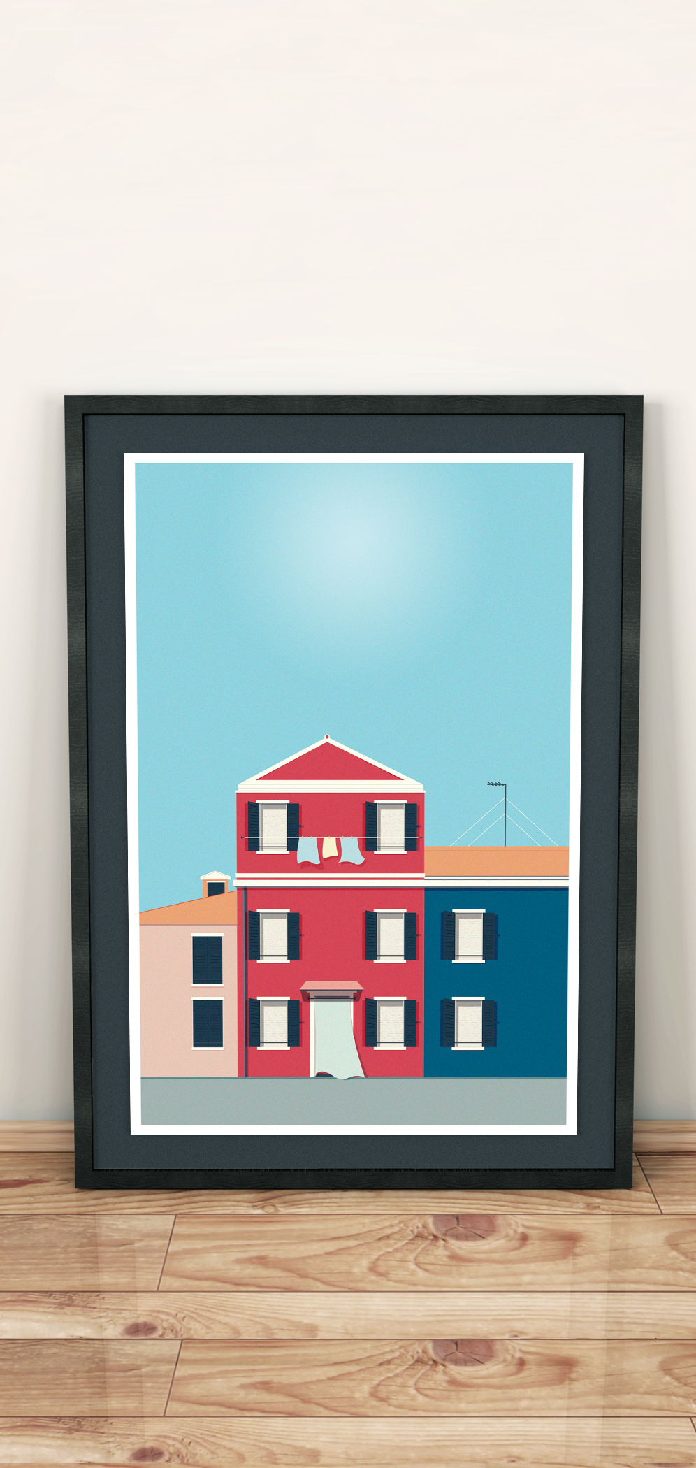 house Italy vector colors Burano summer places blue moment