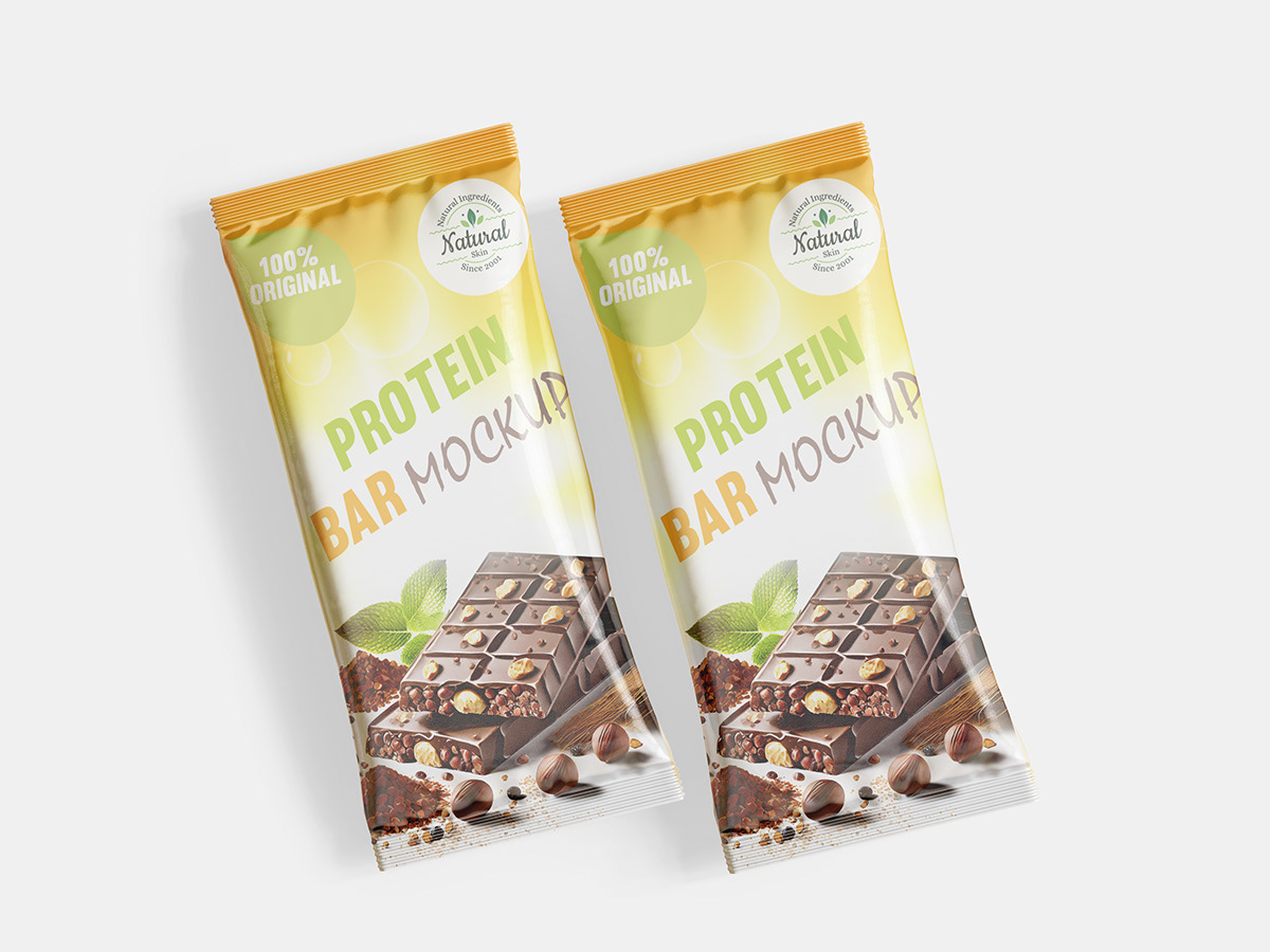 Food  snack Mockup protein бар branding  chocolate packaging design free psd