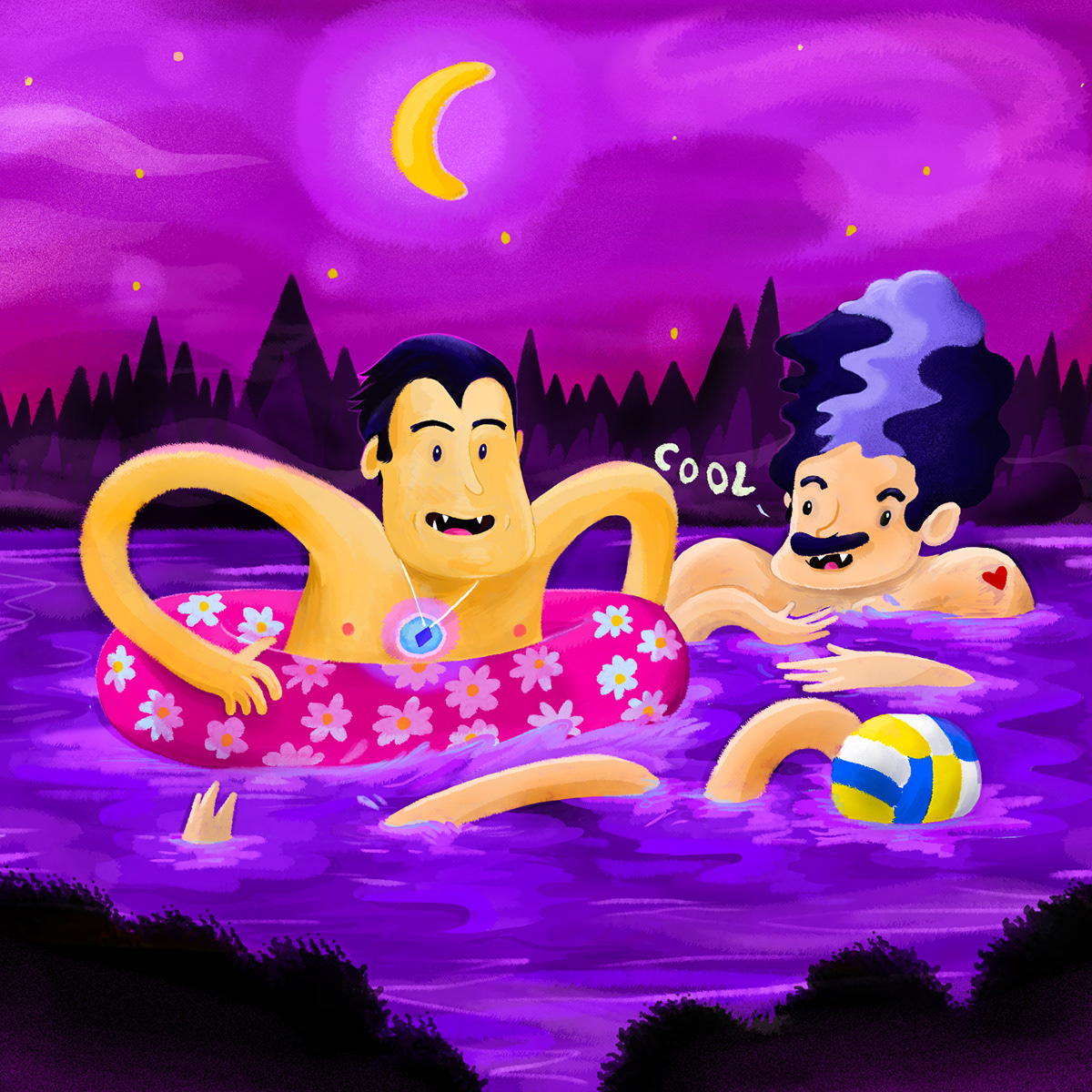 vampire dracula digital illustration purple forest LGBT gay cool horror Halloween