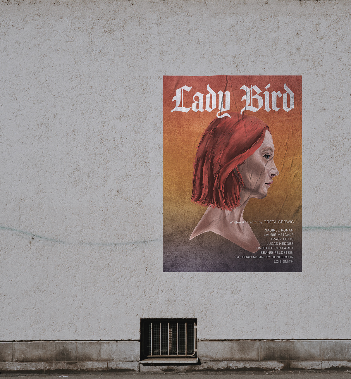 Fan Art Greta Gerwig ILLUSTRATION  lady bird movie poster saoirse ronan Digital Art 
