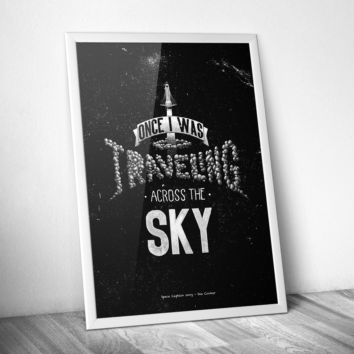 Lettering Art lettering black White Space  captain Fly song type ink craft