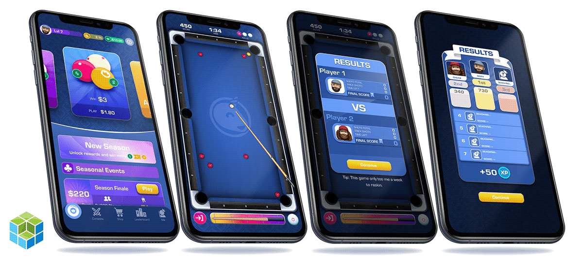 2D billards Digital Art  Game Art Mobile app mobile game Pool UI/UX user interface