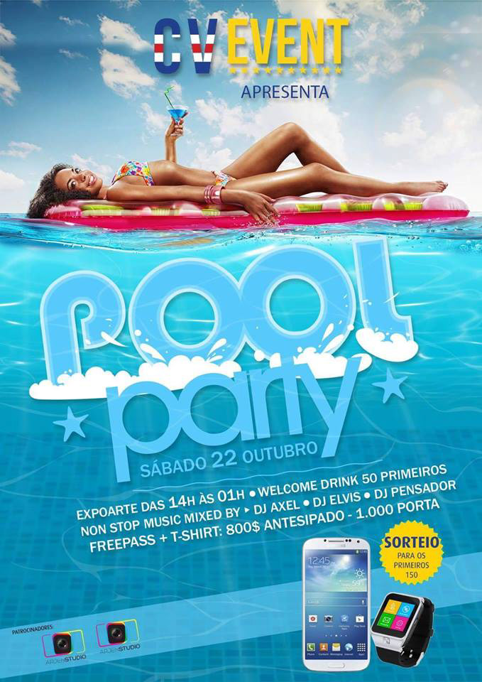 pool party poster Event cartaz cabo verde summer party Arjen Ruben Martins