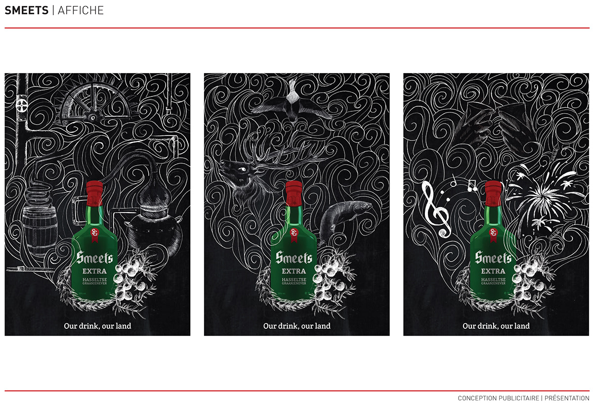Peket rebranding Pack affiches Smeets alcohol belgian bottle