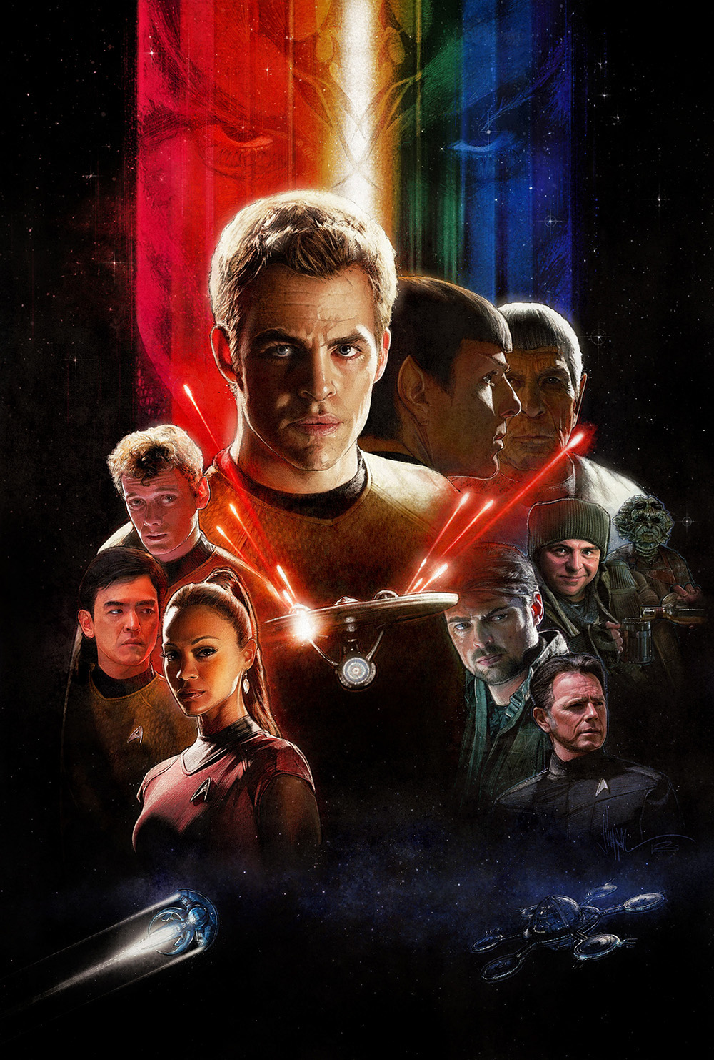 Star Trek film poster kirk  spock  mccoy Scotty  uhura enterprise JJ Abrams one sheet