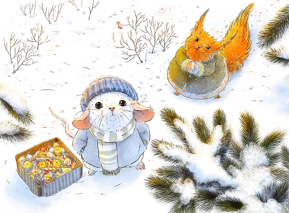 children illustration children's book Christmas ILLUSTRATION  mouse new year