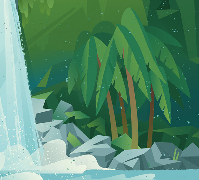 ILLUSTRATION  2D art vector Editorial Illustration personal project tribute to nature Landscape mountains winter summer