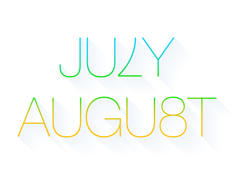 august gradient ios7 july letter month number type calendar long shadow free EPS freebies iOS 7 year