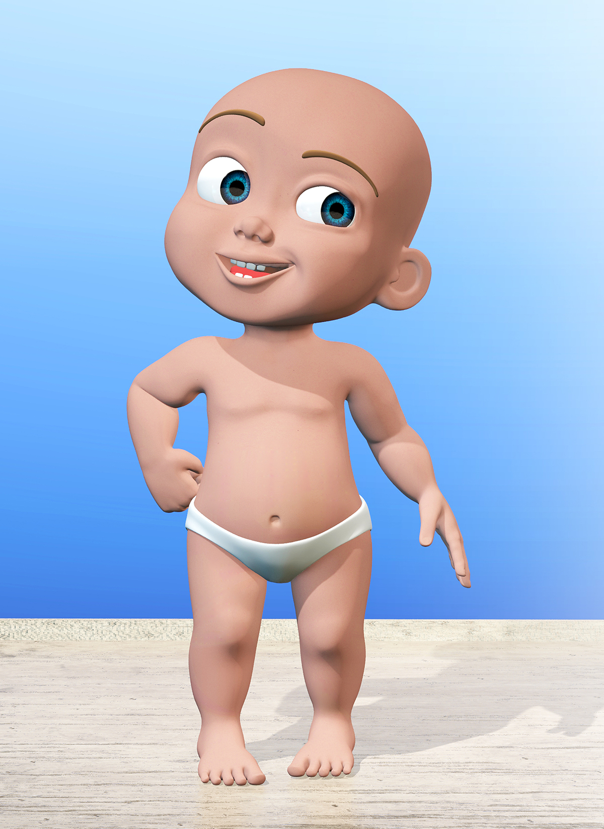 3D Character baby rig cartoon animation 