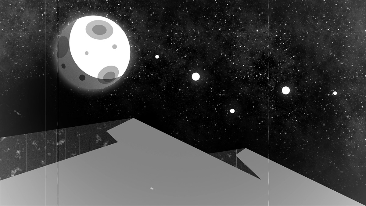 blackandwhite Space  2D desert geometric otherwordly animation  motiongraphics graduatefilm adobeawards