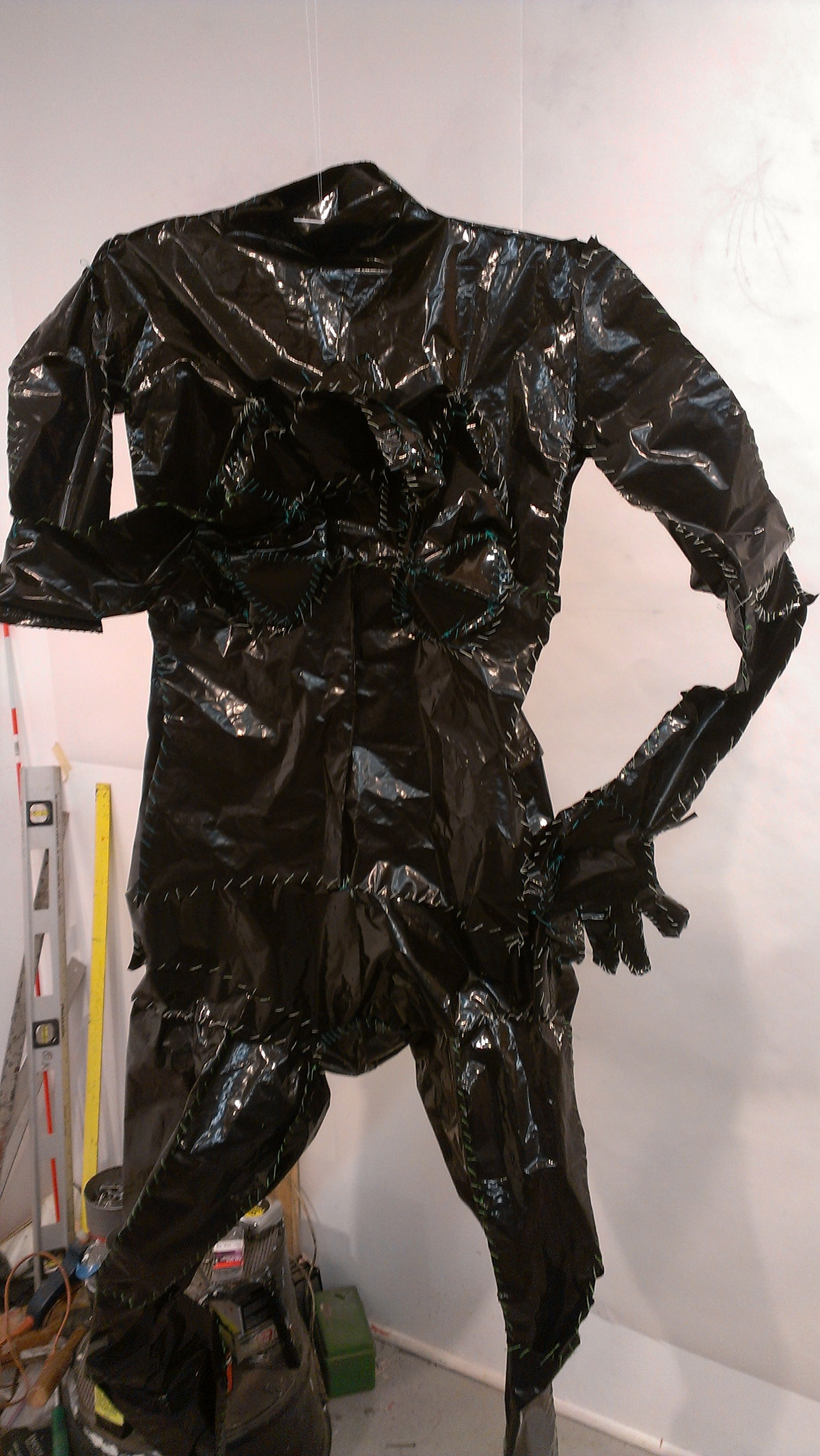plastic recycling sculpture installation self-portrait fiber art eco drawings eco-art photograms plastic bags