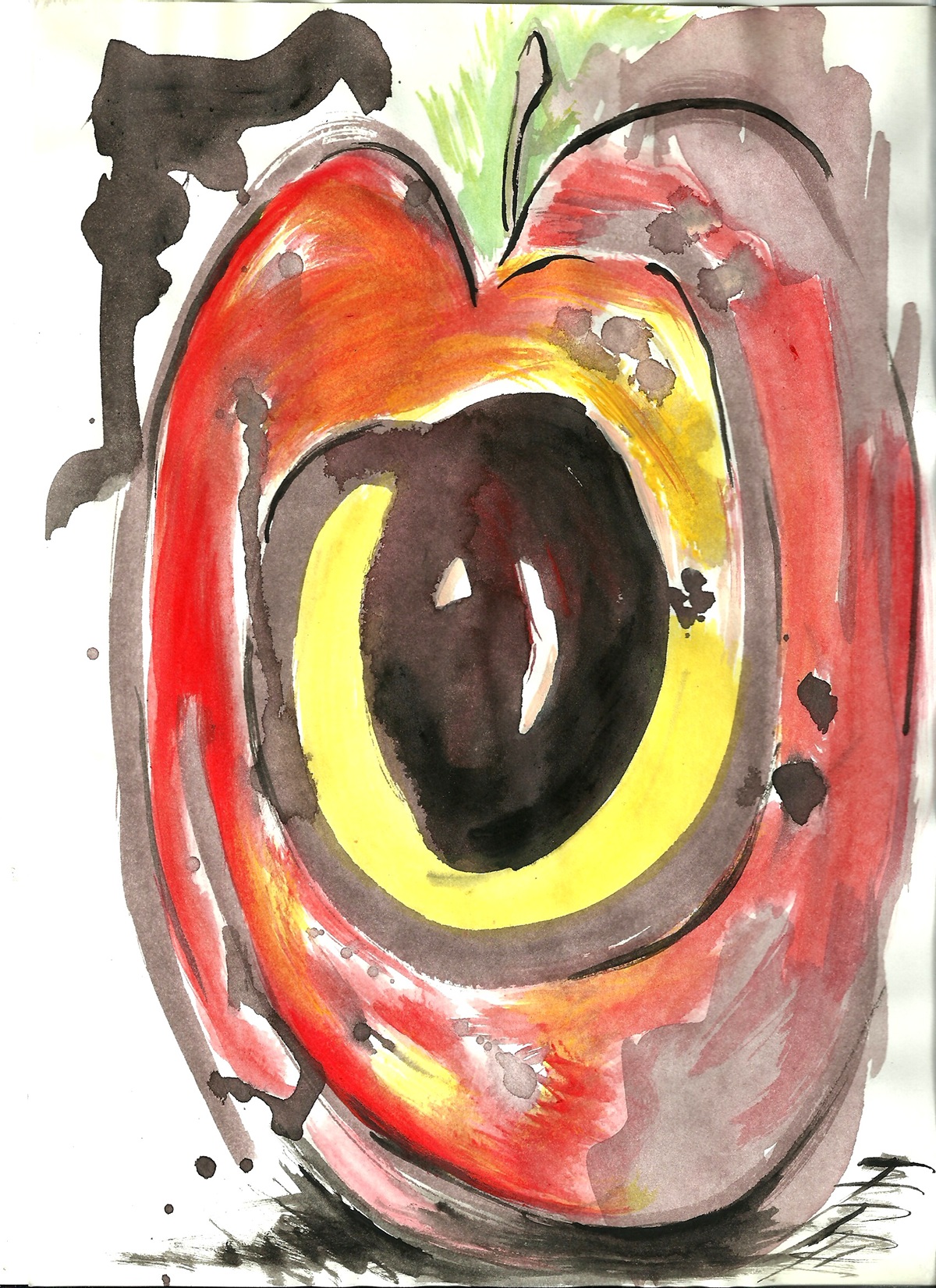 fruta Fruit dibujo acuarela apple