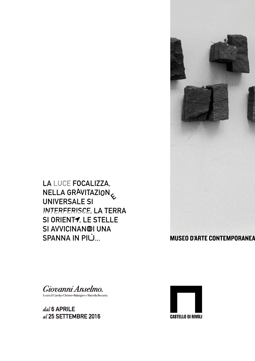 arte povera Exhibition  Turin giovanni anselmo brochure design graphics lettering inspiration bi fold brochure art Art Exhibition elegant brochure