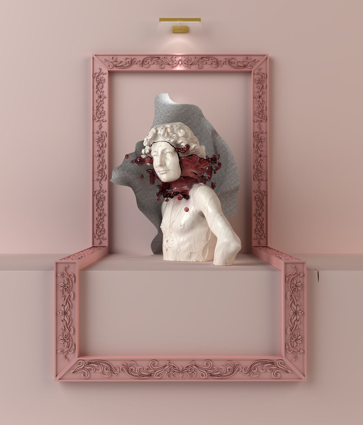 Sculpt Zbrush 3dmax vray frame pink Marble marmol rosa