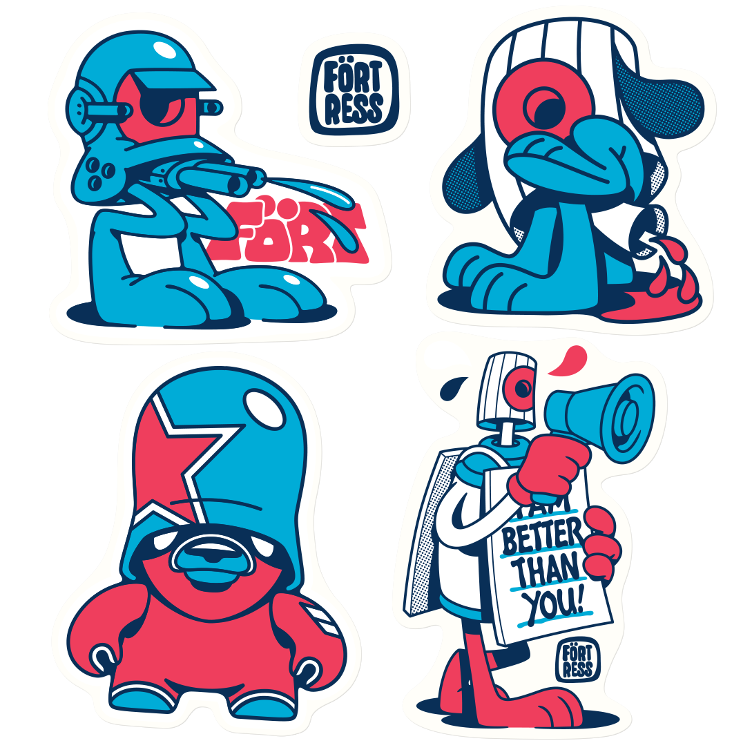 sticker Stickerpack TOUGUI flyingfortress ekiem characters pantone solidcoated Graffiti cartoon