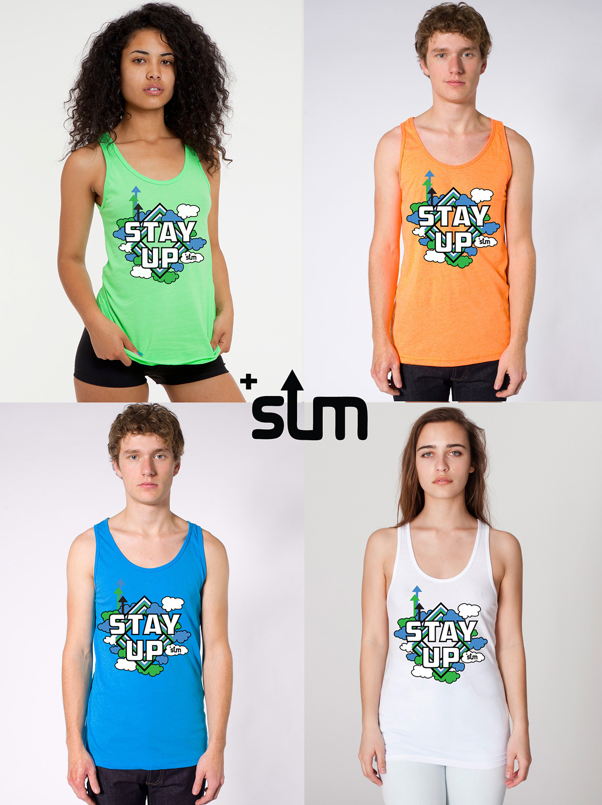 tank-top screen print stay up movement SUM neon