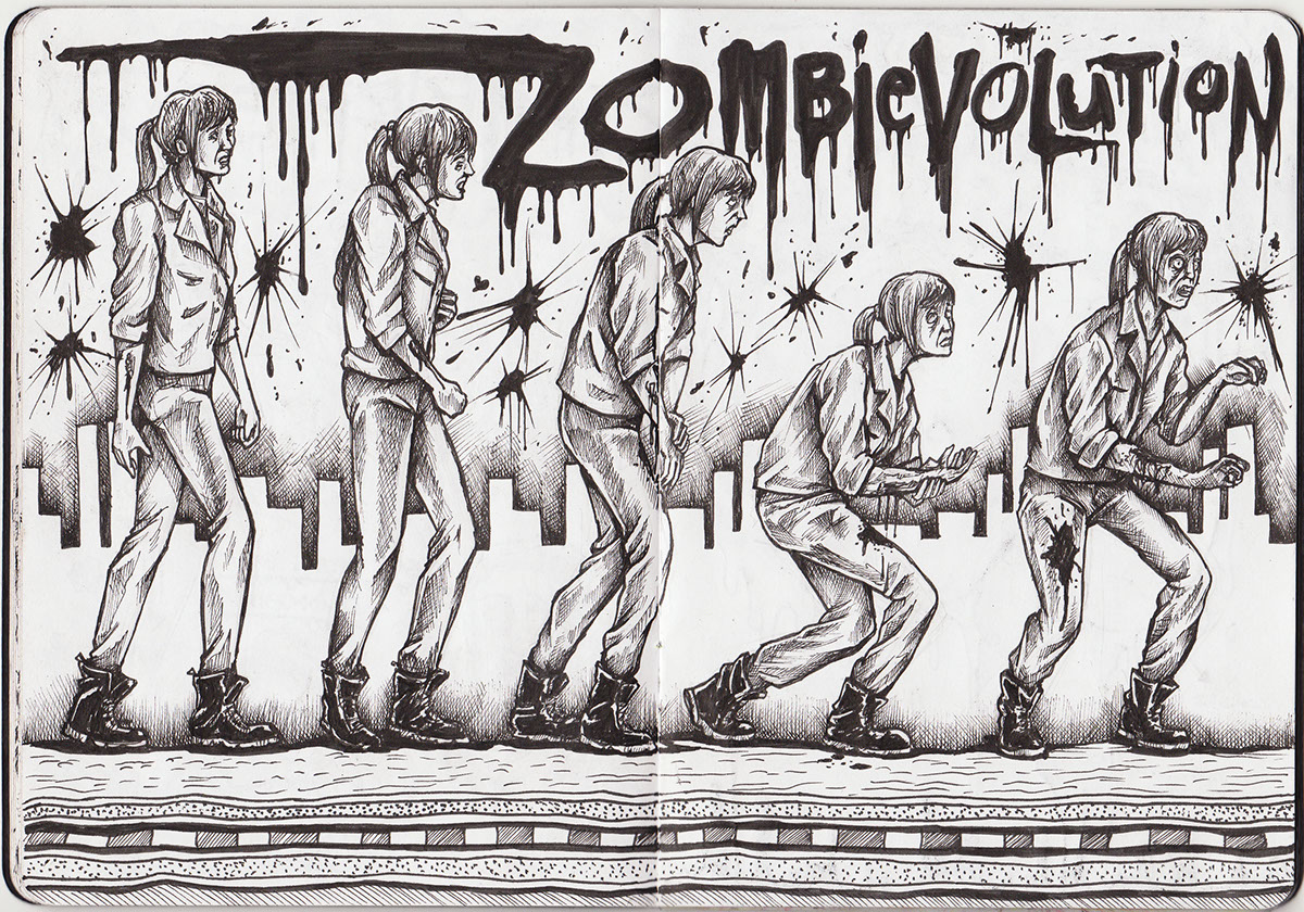 zombies The Sketchbook Project sketchbook pen and ink