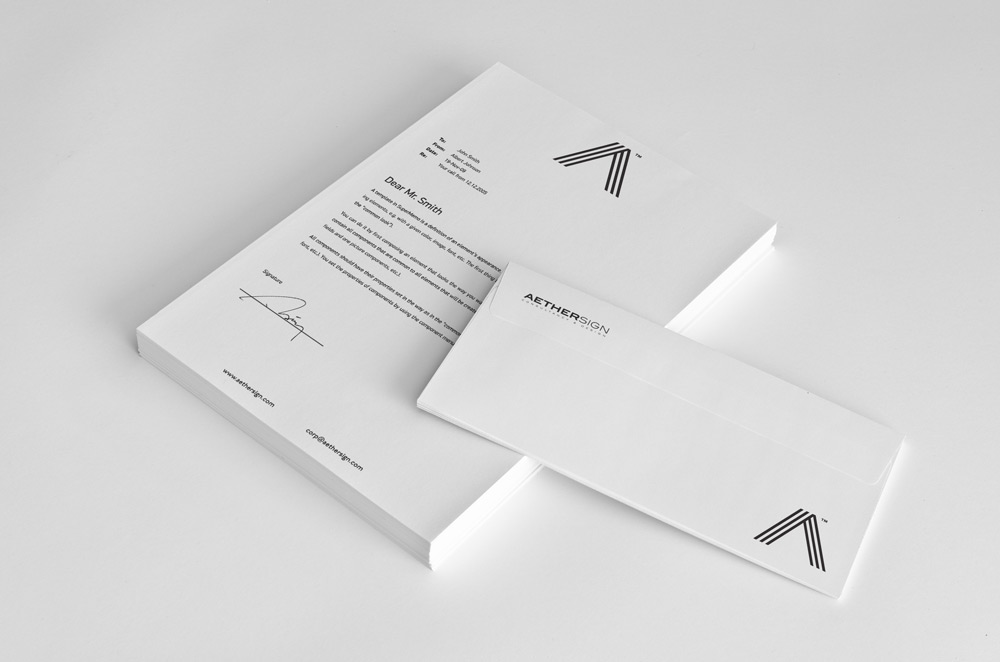 corporate identity logo stationary clean black White minimal simple elegant