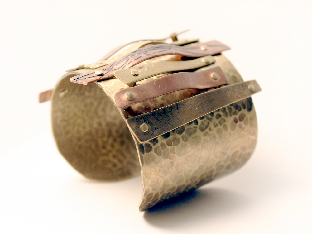 hanbok cuff bracelet pattern brass copper bronze Rivet