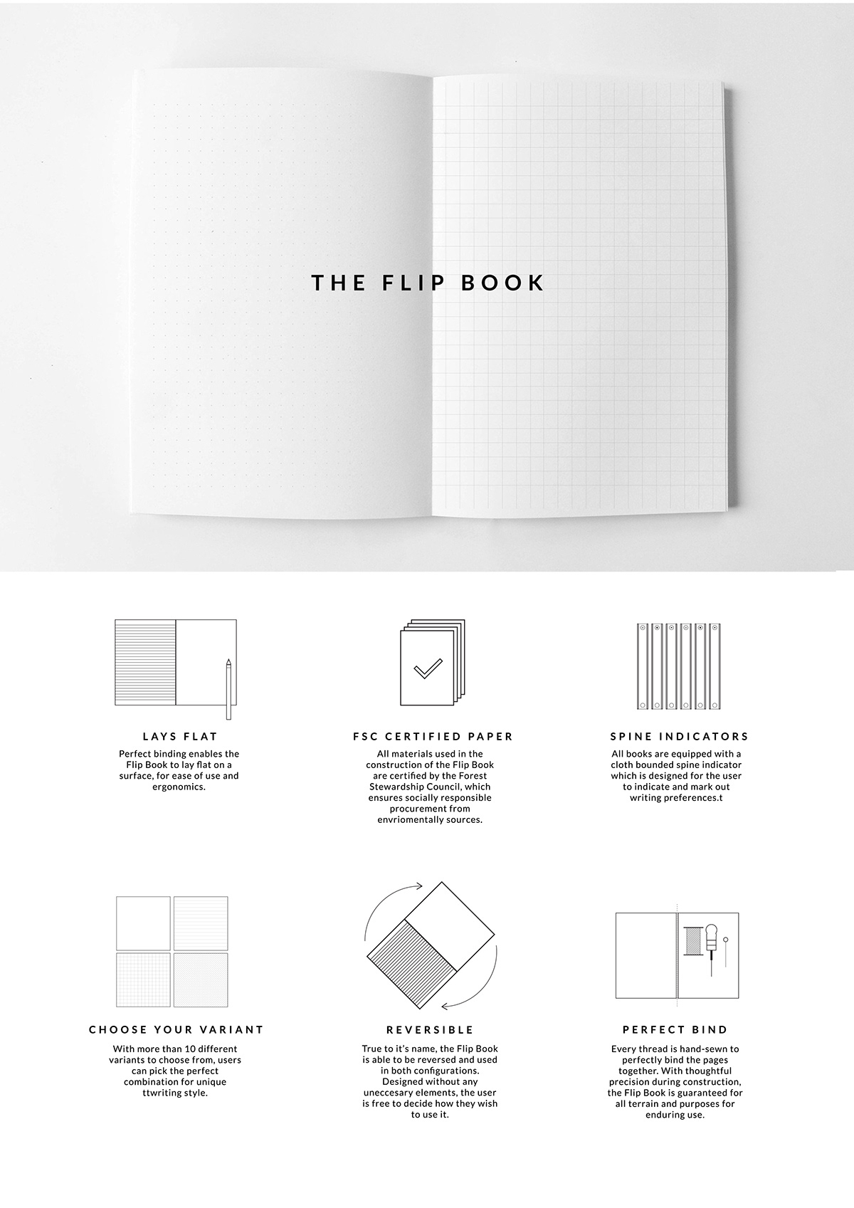branding  logo design notebook paper product grid minimal