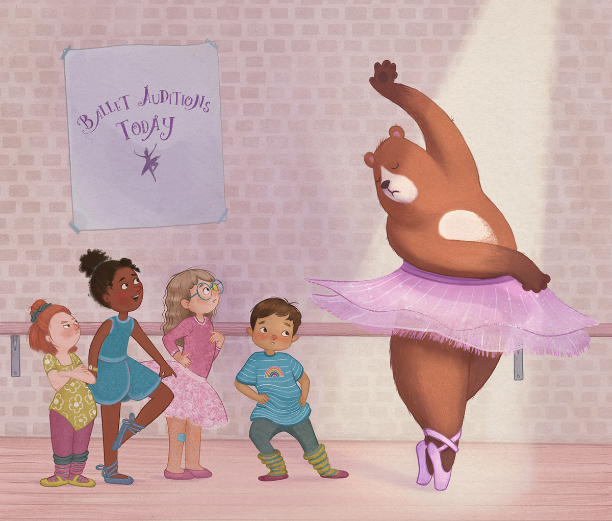 ballet bear boy Character design  children childrens book DANCE   girls Handlettering tutu