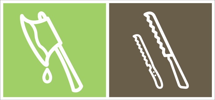 logo Icon snail cow egg knife