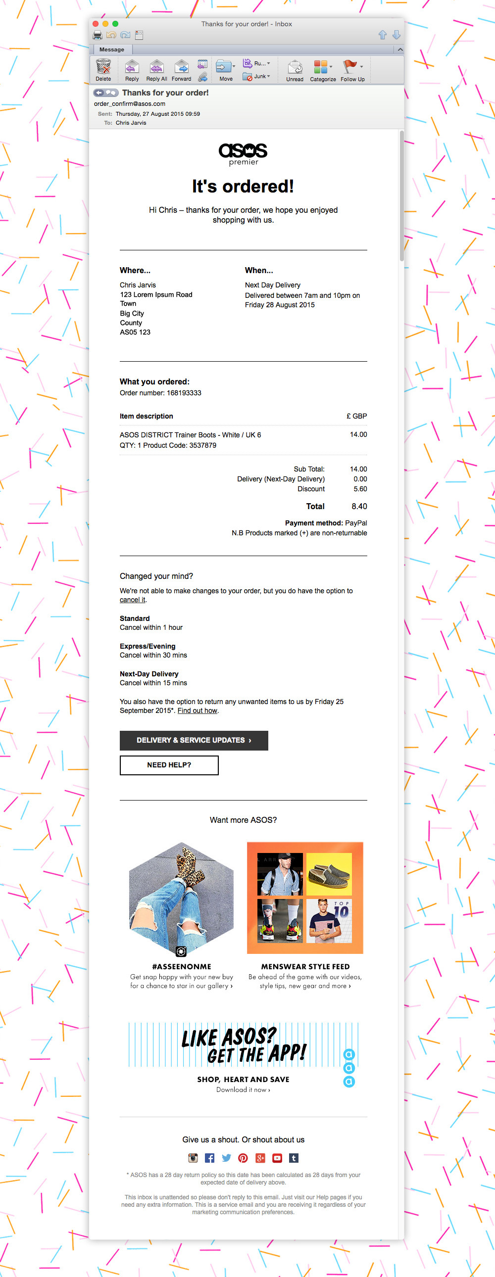 asos Email transaction Ecommerce CRM