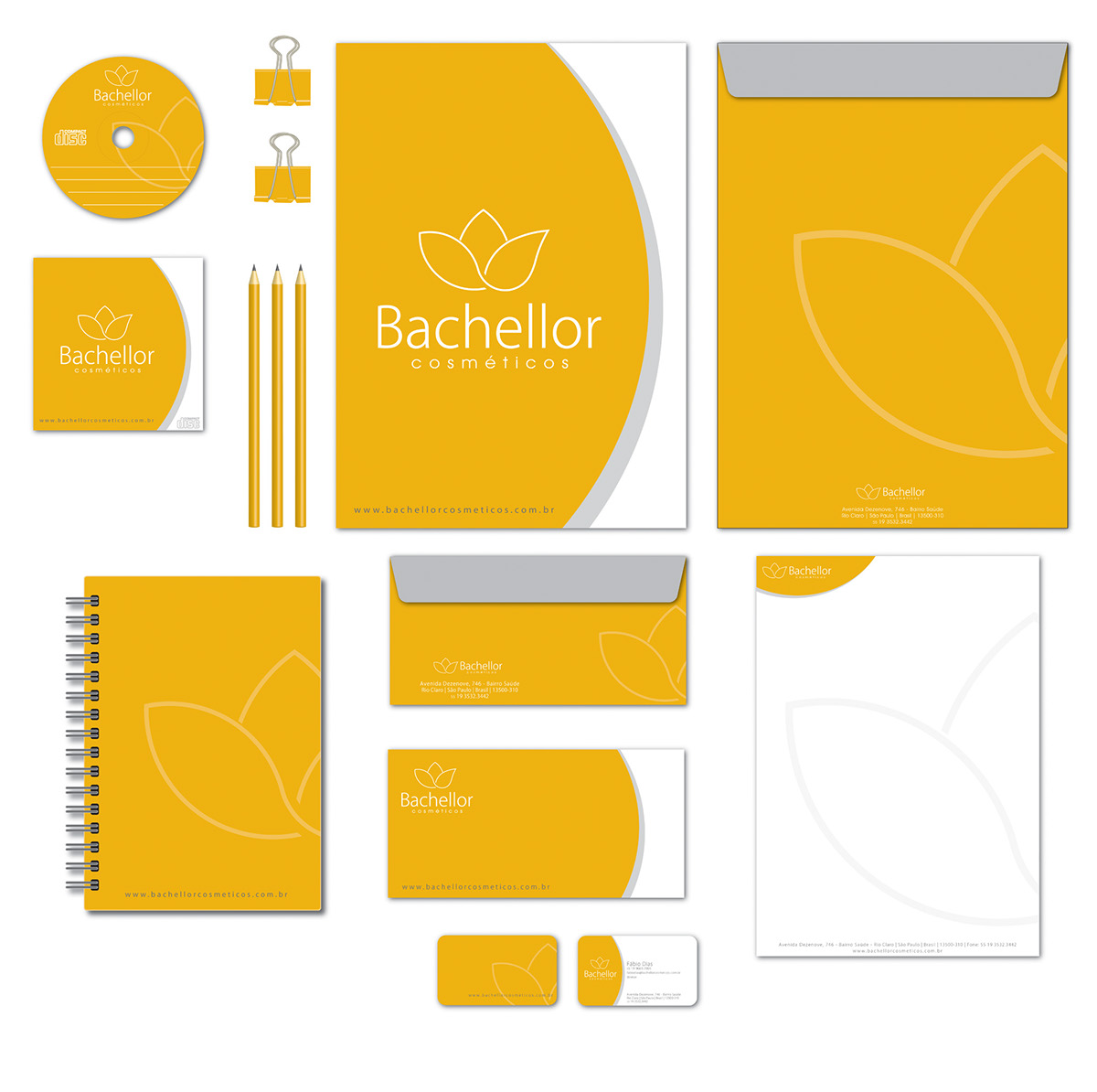 Bachellor Cosméticos  cosmetics brand identity marca identidade visual manual ID papelaria Stationery