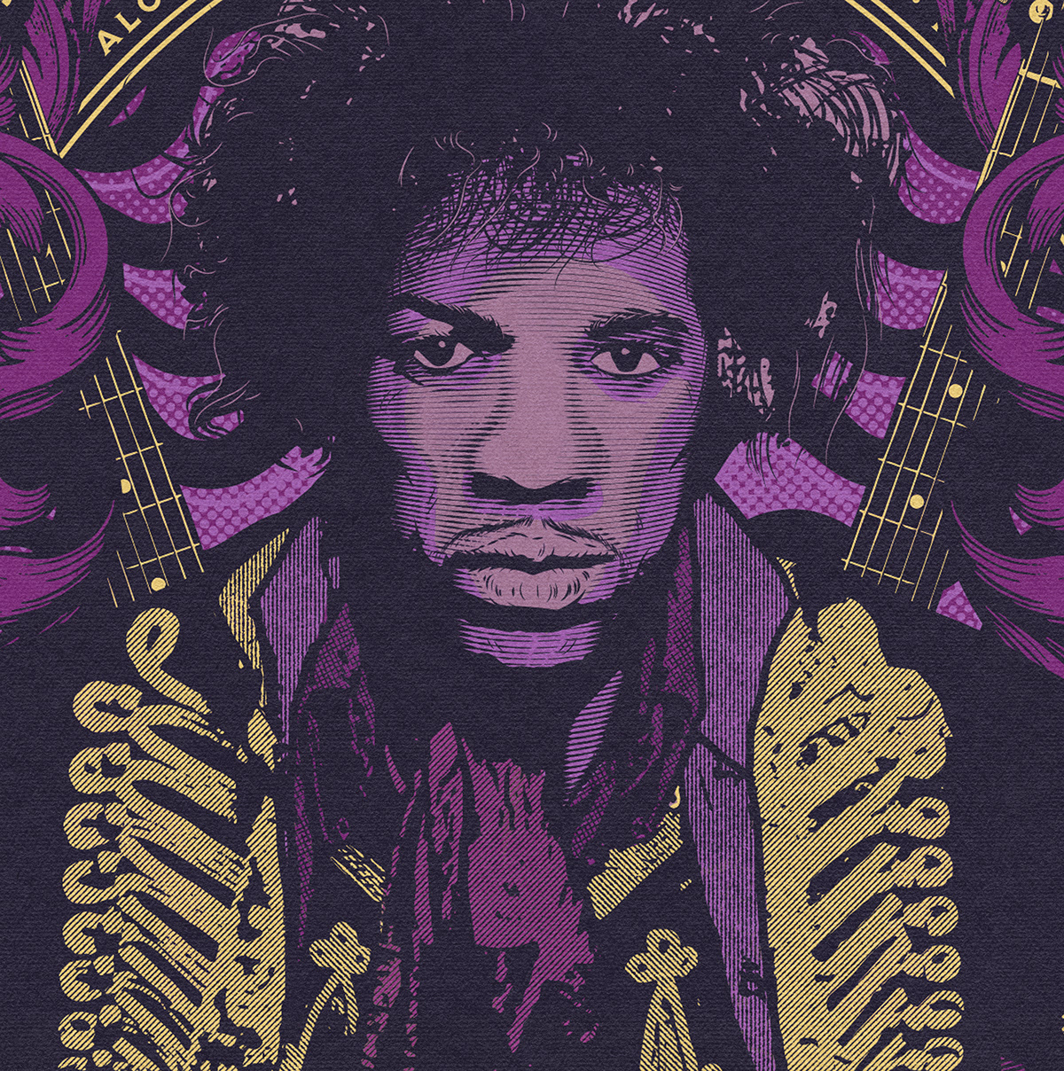 rock artwork Character design  vector music Digital Art  ILLUSTRATION  adobe illustrator vintage Jimi Hendrix