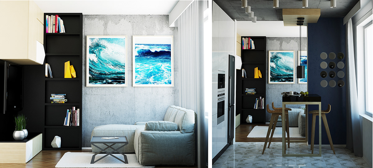 Ocean design interiordesign bedroom Style modern styl Minimaliz Condo Blue Color apartment