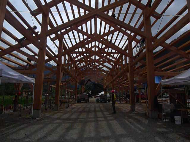 douglas fir barn farmers market market Pemberton B.C british columbia tfg timber frame Timber framer's Timber framers guild