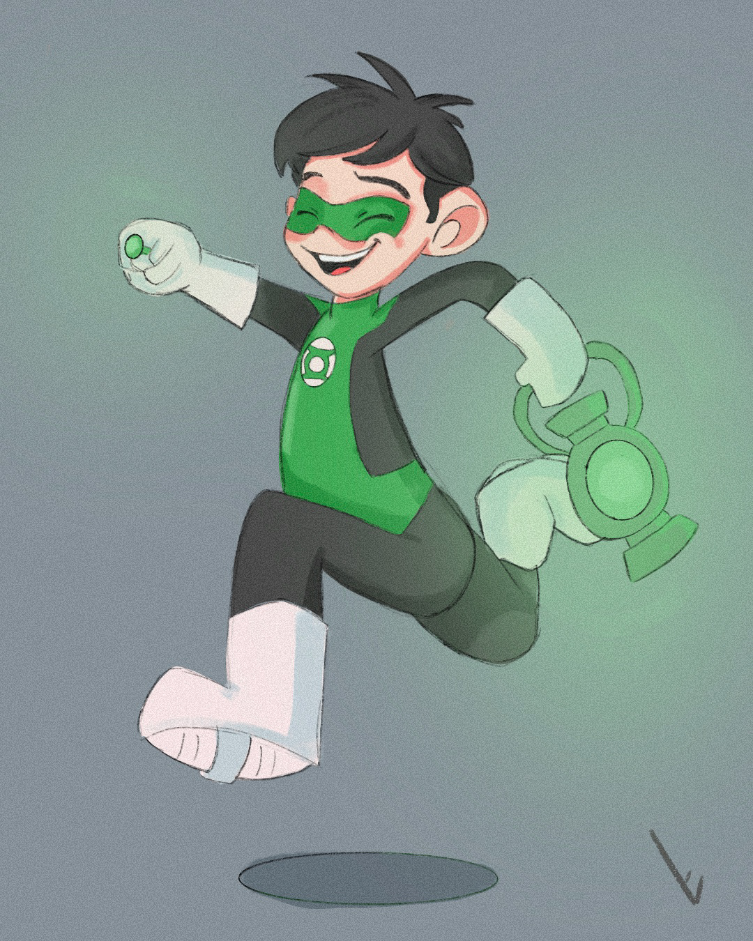 The green lanter disfras dreams Green Lantern ilustracion kid linterna verde Super heroe Verde
