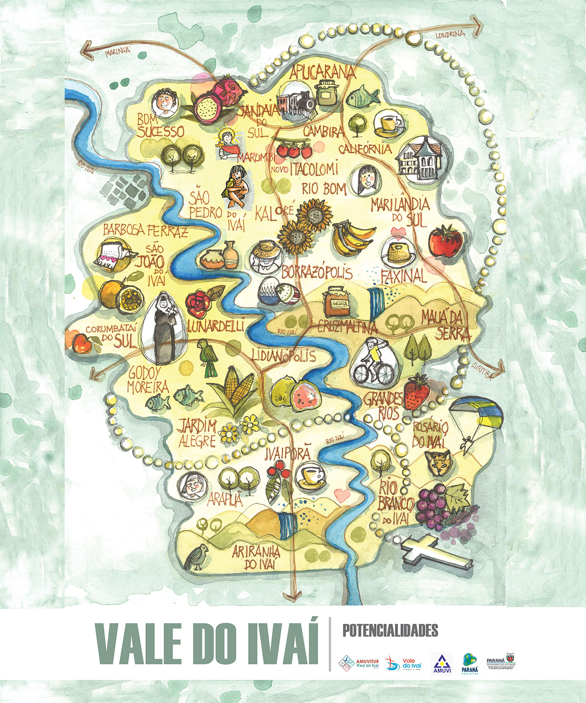VALE DO IVAÍ Illustrated map / PARANÁ PROJETOS
