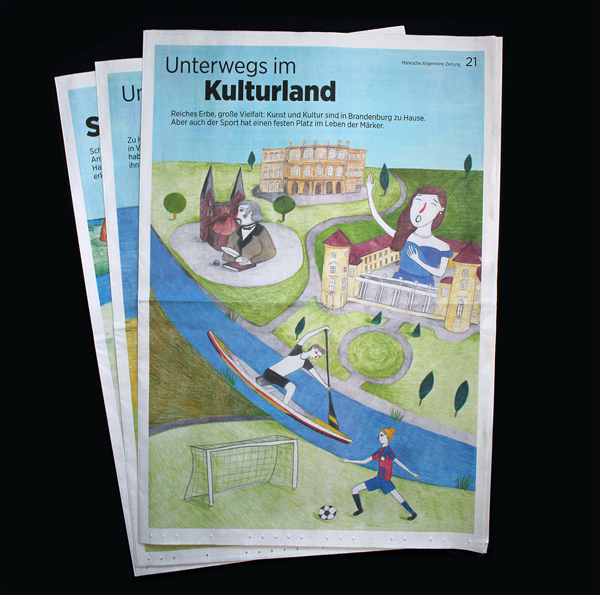 ILLUSTRATION  newspaper Drawing  Brandenburg special Zeitungsillustration print Editorial Illustration newspaper illustration