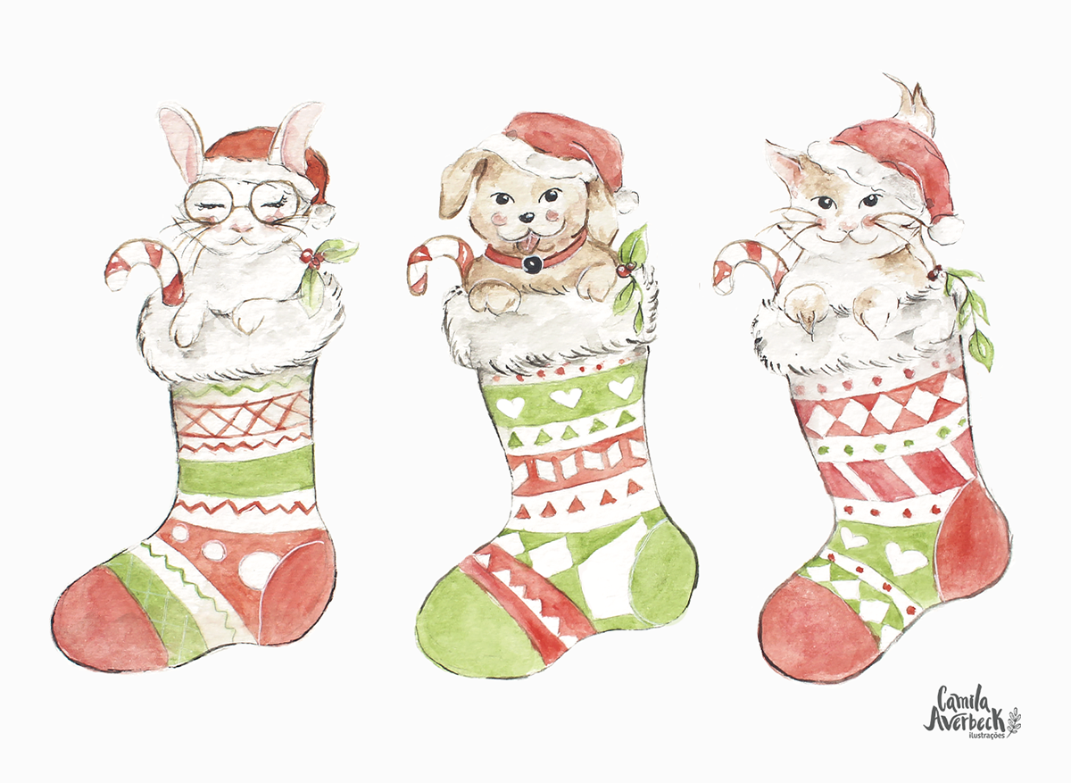 Ilustração natal natalino aquarela watercolor Christmas presente comprodequemfaz owl arte