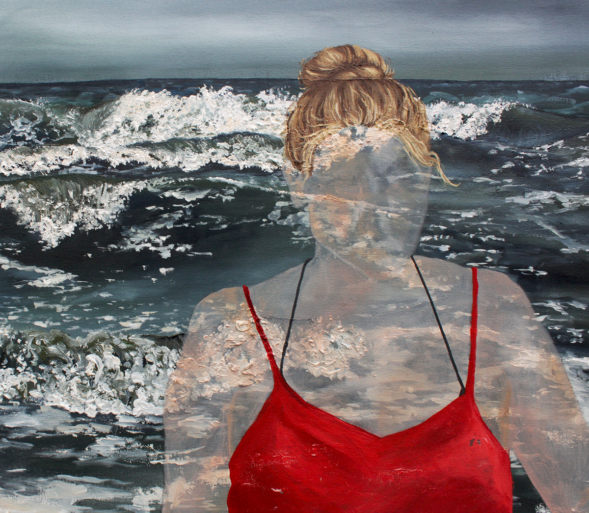 self-portrait Ocean Nature beach oil paint figure