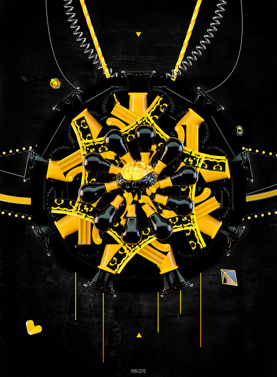 Mandala  3d  yellow  Grunge   artwork  circle  series   brain  heart  typography  romanesque  ornaments  gothic  modern  plastic