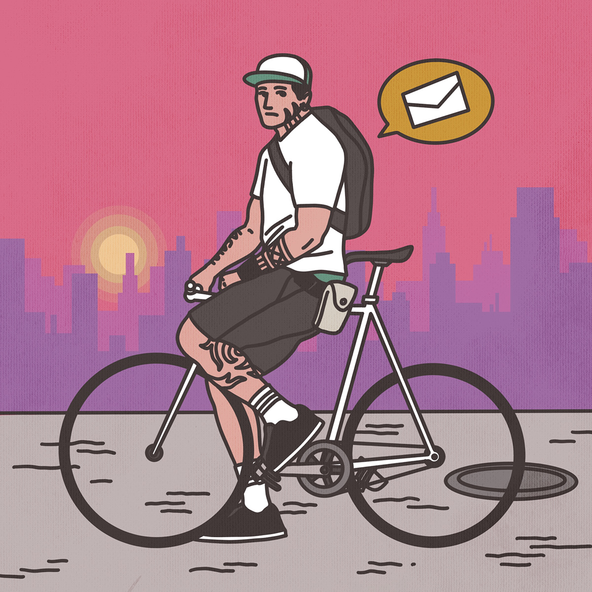 bboying breaking fixed gear fixie hiphop line illustration oldschool Street subculture