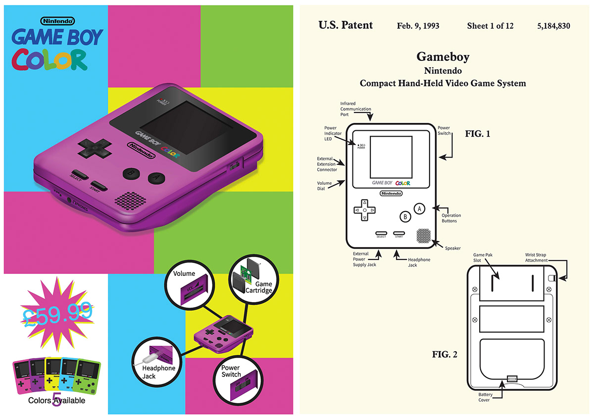 gameboy gameboy color technical illustration Advanced Vector Graphics