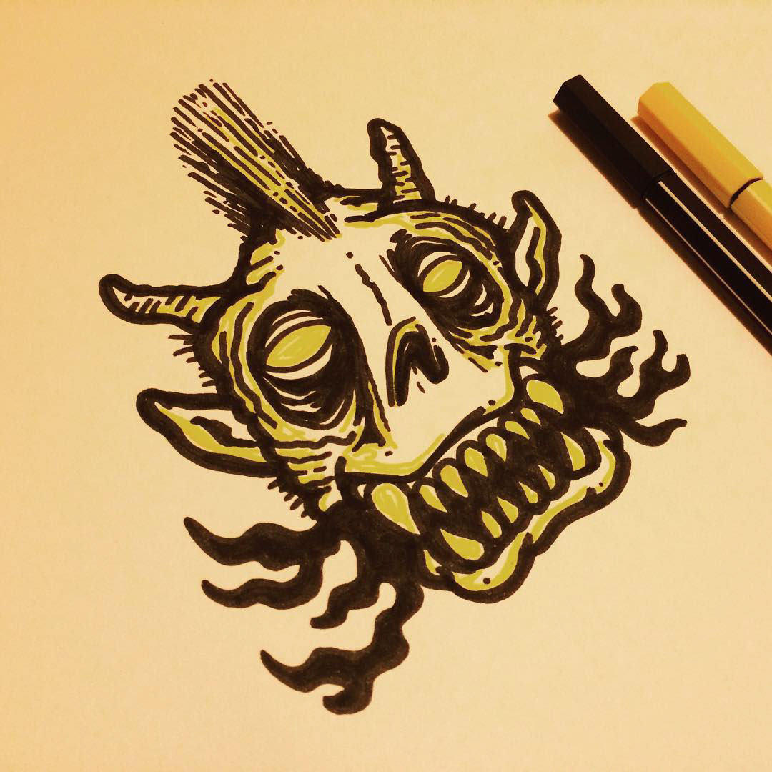 skull calavera caveira desenho draw black ink