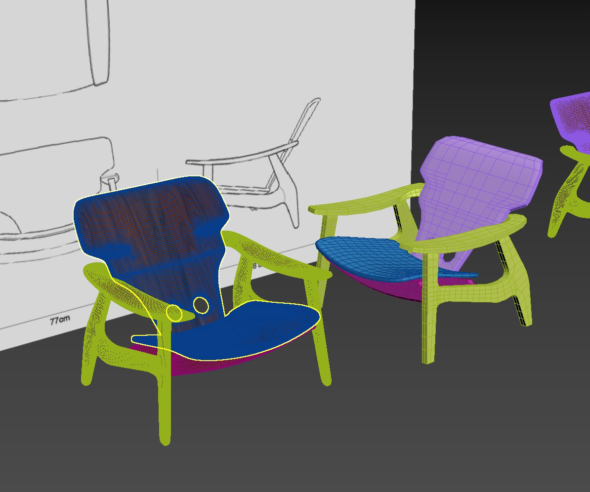 3D 3ds max chair Render seat V-ray