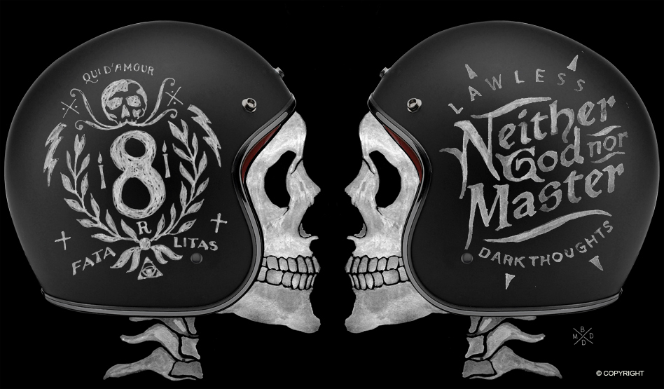 BMD bmd design Helmet skull watercolor Custom motorcycles jewelry helmet jewelry