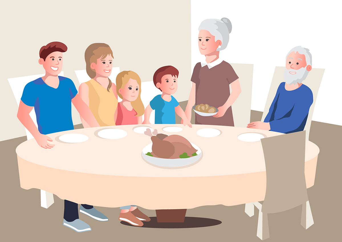 Birthday digital illustration family graphic design  hamburger ILLUSTRATION  Illustrator Love lunch table
