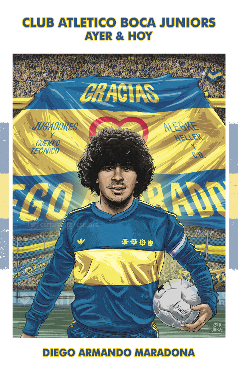 BOCA JUNIORS football football design Football poster Futbol futebol maradona portrait Soccer Design Sports Design
