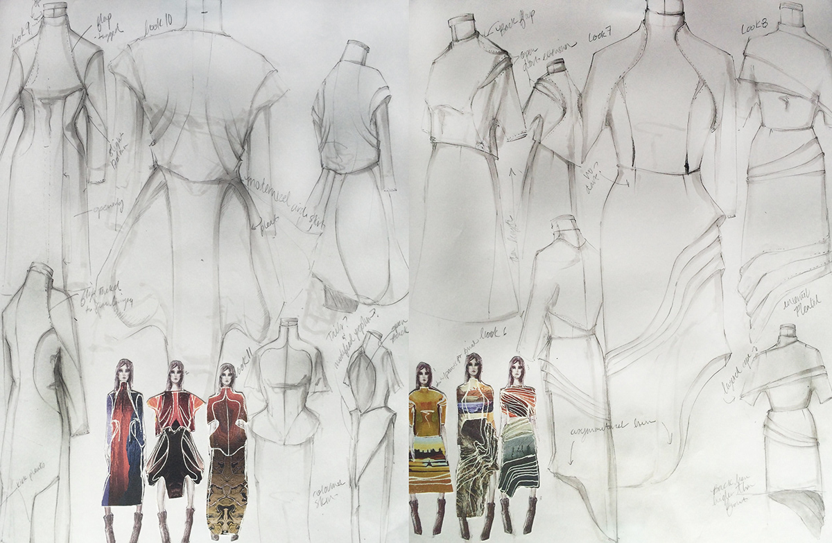 sketching Digital Printing desert agates pattern print fashion design Collection charles dickens Canyons Nature process