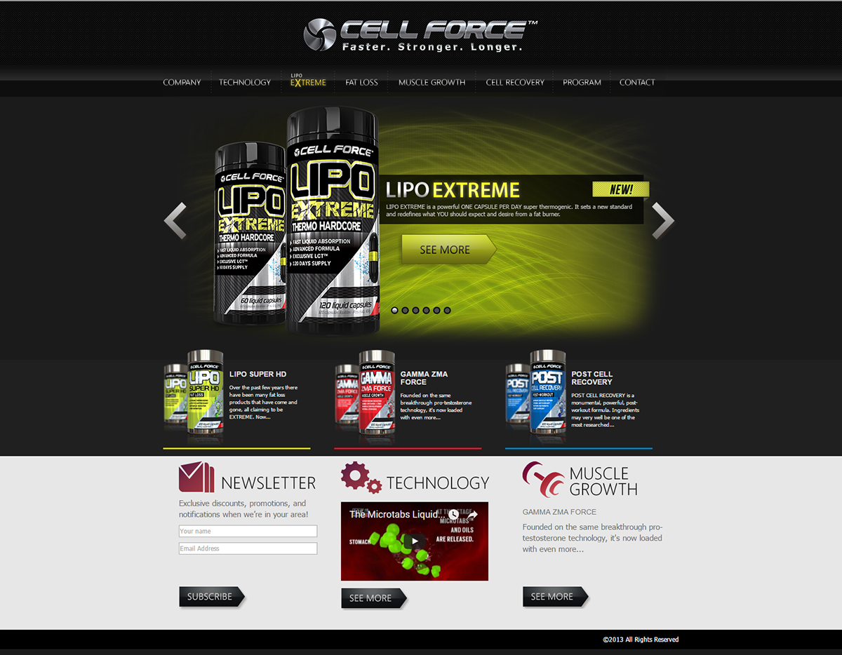 3D Mockup Web design supplement capsule nutrition Cell force VPX lipo extreme