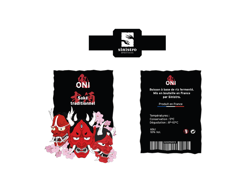 bottle Packaging oni Sake design logo identity Graphic Designer visual identity