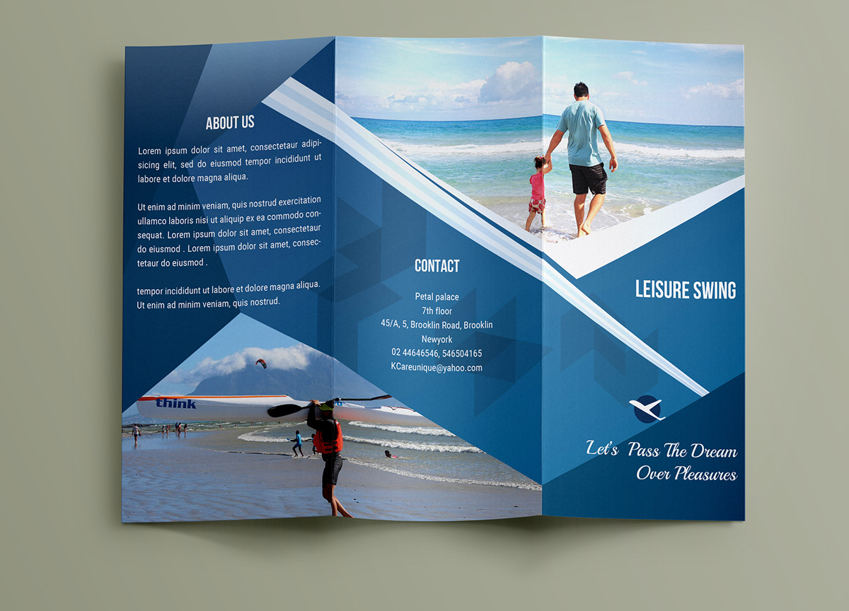 Free travelling trifold brochure template on Behance Within 3 Fold Brochure Template Free Download